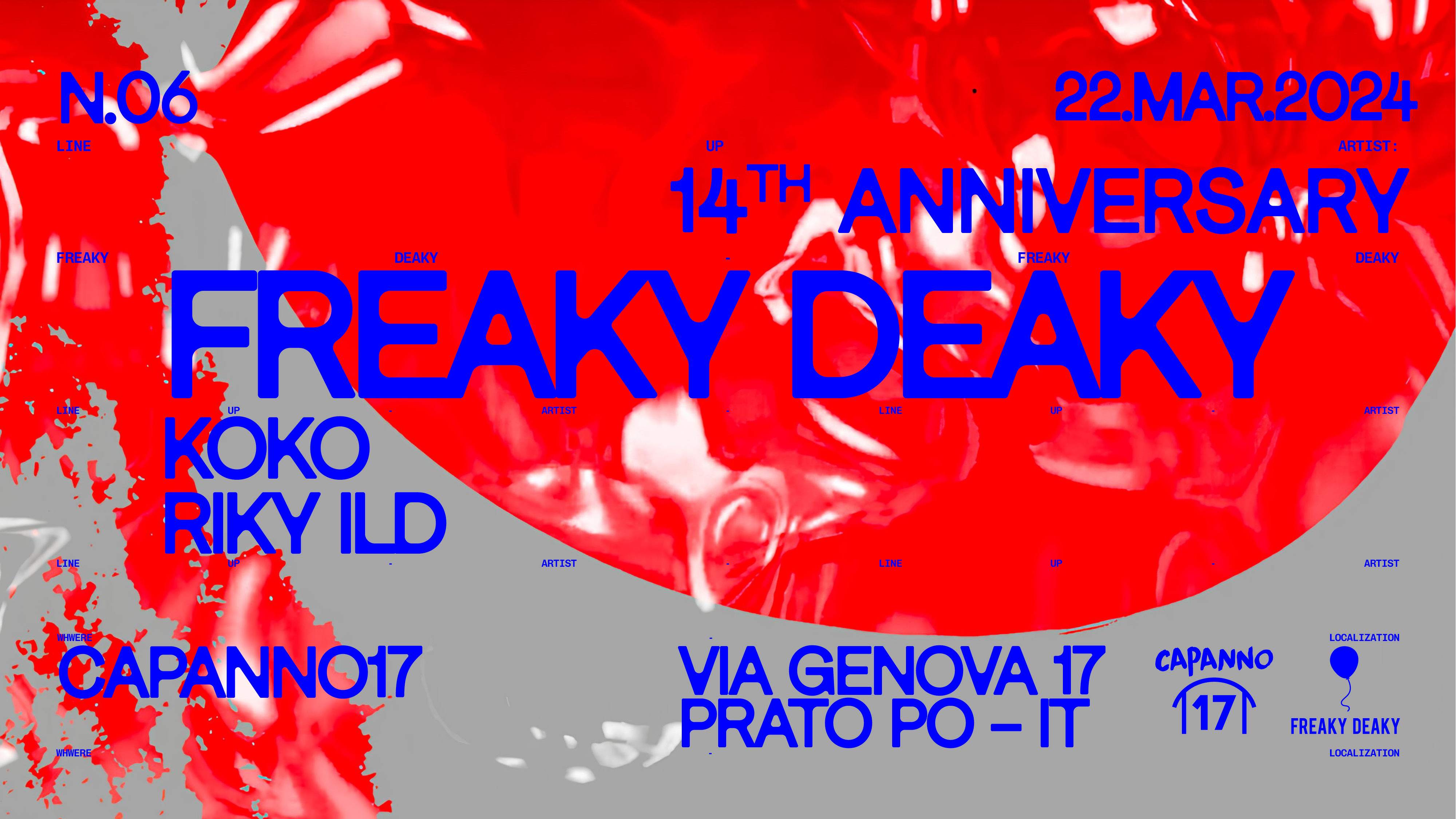 Freaky Deaky 14th anniversary KOKO , Riky Ild - フライヤー裏