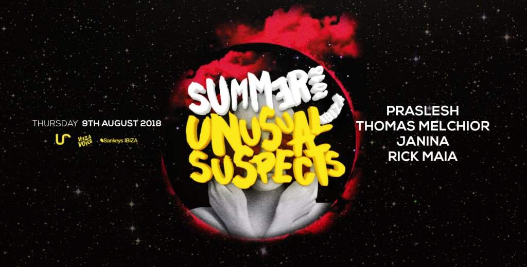 Unusual Suspects Ibiza / Praslesh, Thomas Melchior, Janina - フライヤー表