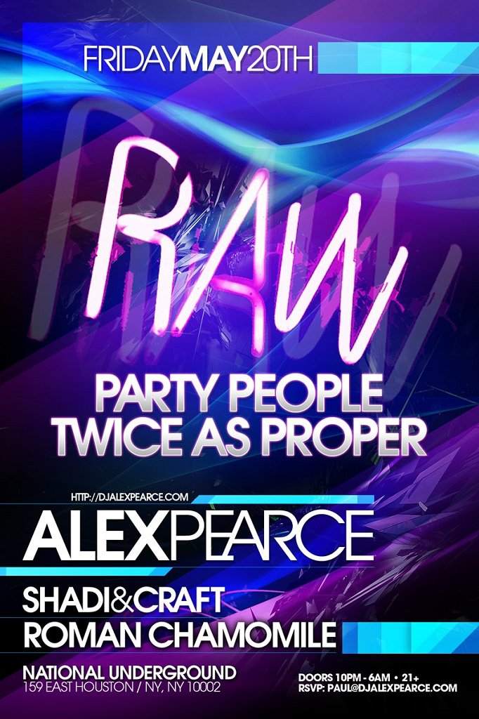 Raw Pres. Alex Pearce + Shadi & Craft Live In Turbosound - Página frontal