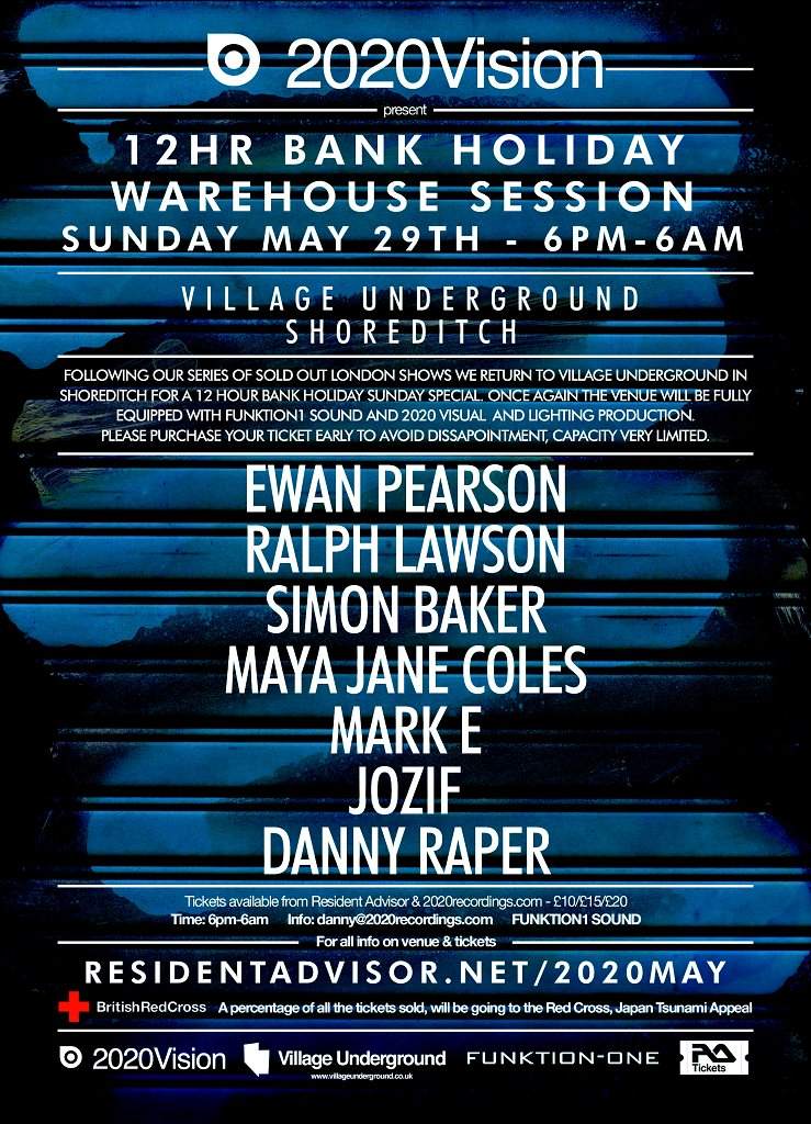 2020 Vision 12hr Warehouse Party feat Ewan Pearson, Maya Jane Coles, Mark E, Simon Baker + More - フライヤー裏