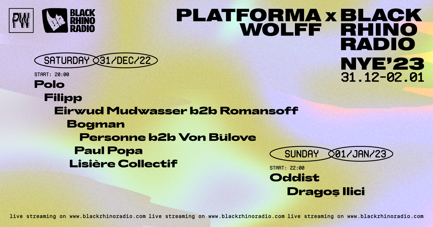 NYE • Platforma Wolff x Black Rhino Radio - フライヤー表
