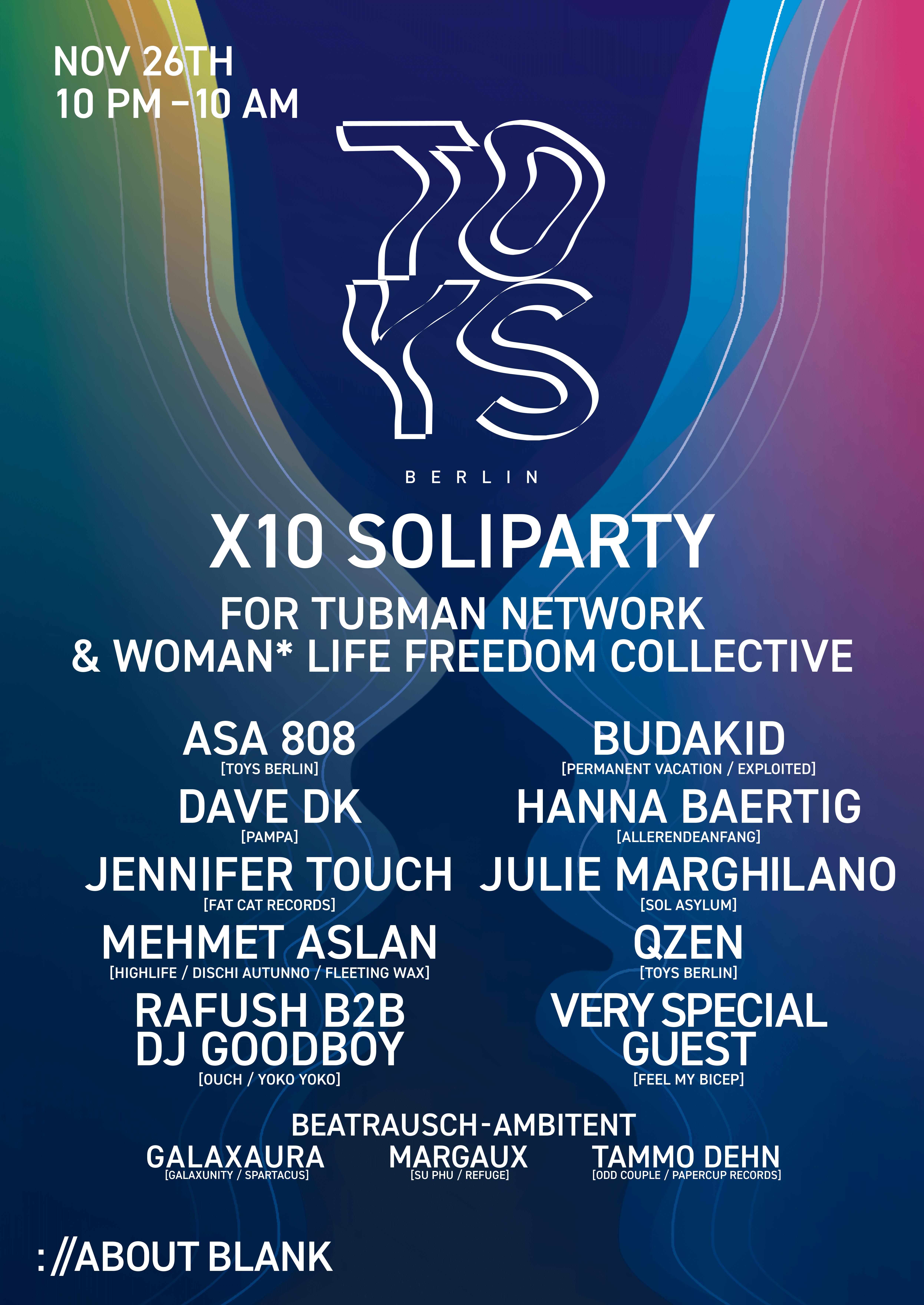 TOYSx10 Soliparty for Tubman Network & Woman* Life Freedom Collective - フライヤー表