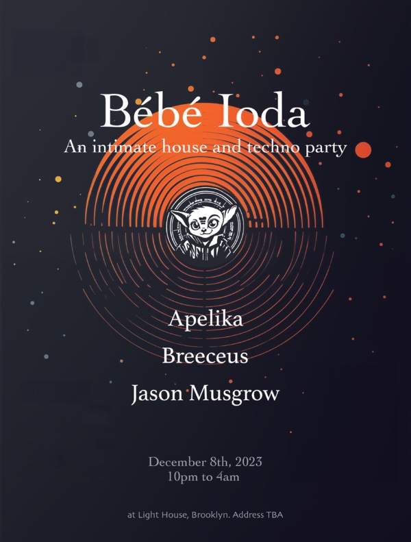 Bébé Ioda - An intimate house and techno dance party at TBA - to