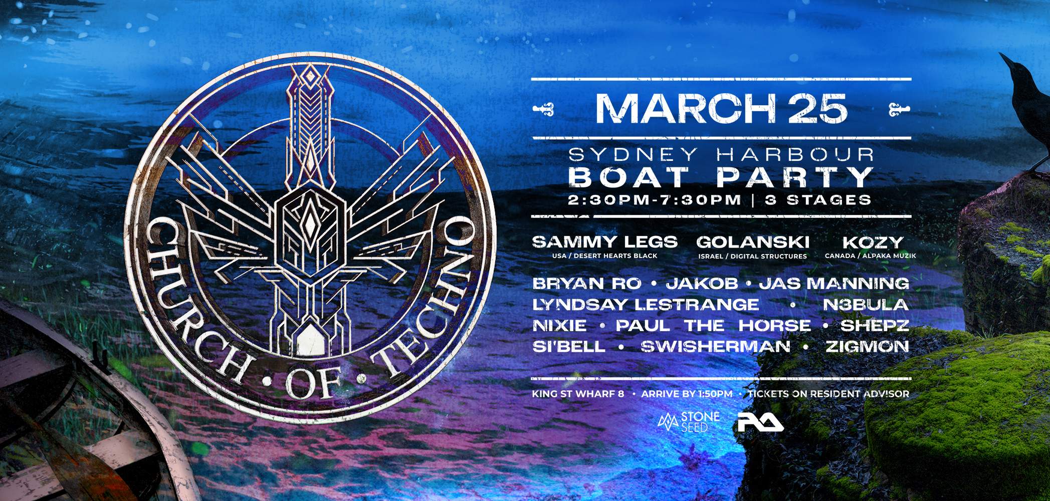 [CANCELLED] Church of Techno - Boat Party - 3 Levels / 3 Stages - フライヤー表