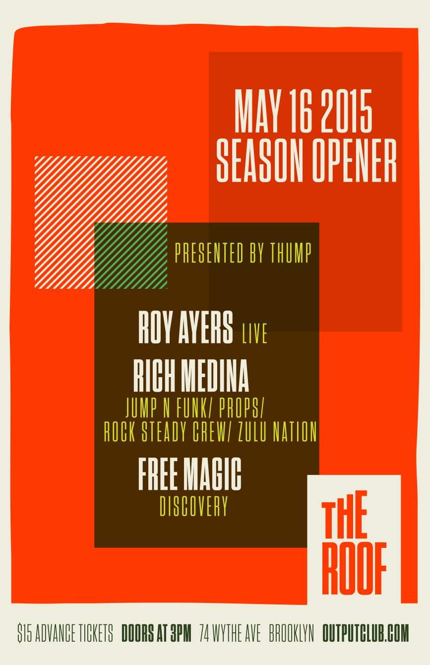 Season Opener: Roy Ayers (Live) / Rich Medina/ Free Magic on The Roof - フライヤー表
