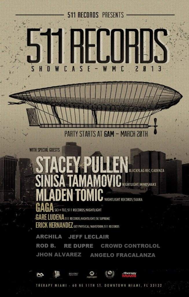 511 Rec Showcase March 20 - Stacey Pullen, Sinisa Tamamovic, Mladen Tomic, Gaga, Gare Ludena - フライヤー表