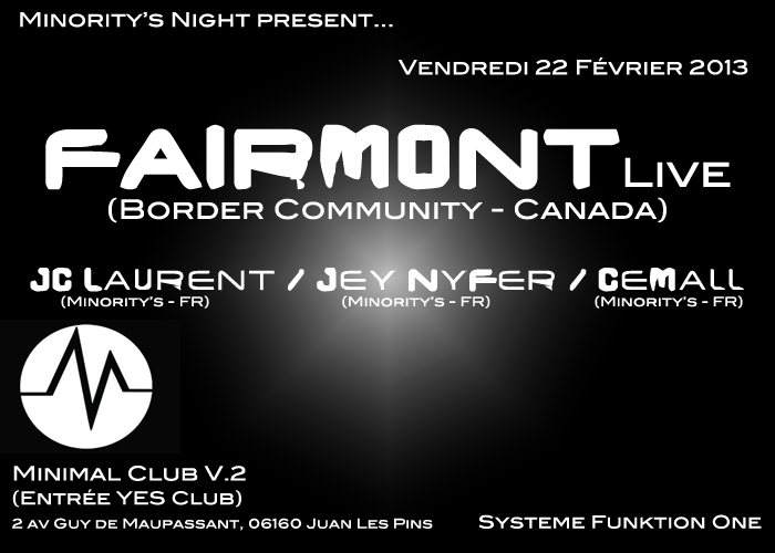 Minority's Night present Fairmont, JC Laurent, Jey Nyfer & Cemall - Página frontal