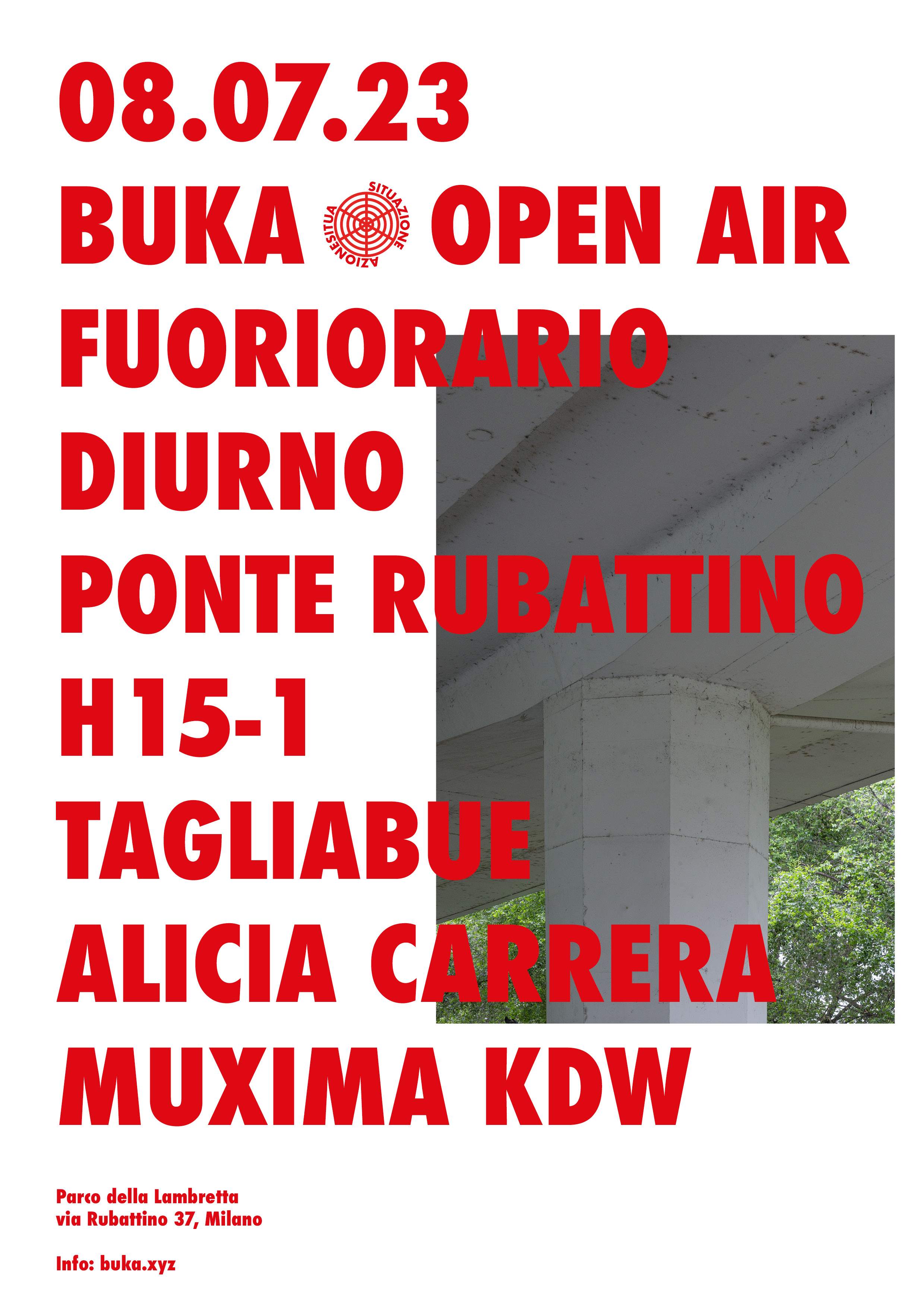 BUKA - Fuoriorario Diurno: TAGLIABUE, Alicia Carrera, Muxima KDW - フライヤー表