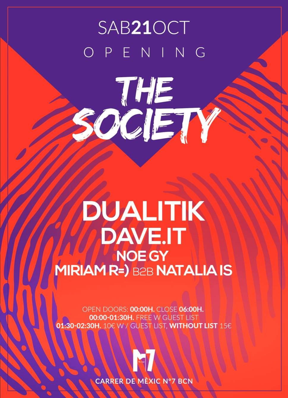 Opening The Society at M7 - フライヤー裏
