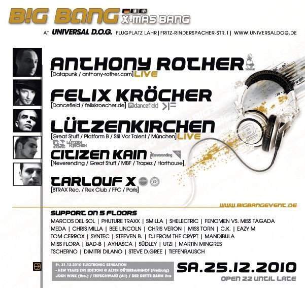 Big Bang Xmas Bang; Anthony Rother (Live), Felix Kröcher, Lützenkirchen (Live), Citizen Kain - フライヤー裏