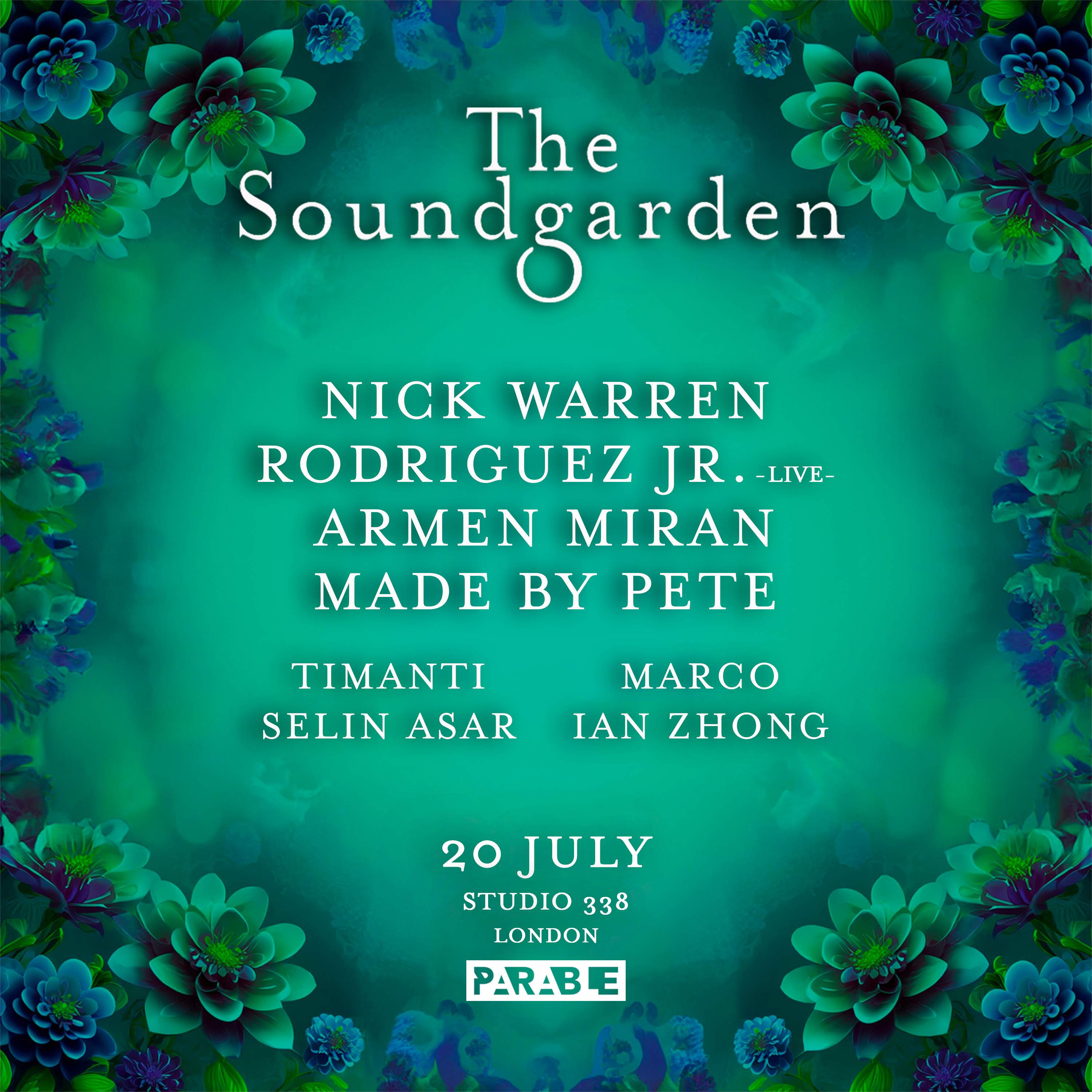The Soundgarden with Nick Warren, Rodriguez Jr, Armen Miran - フライヤー表