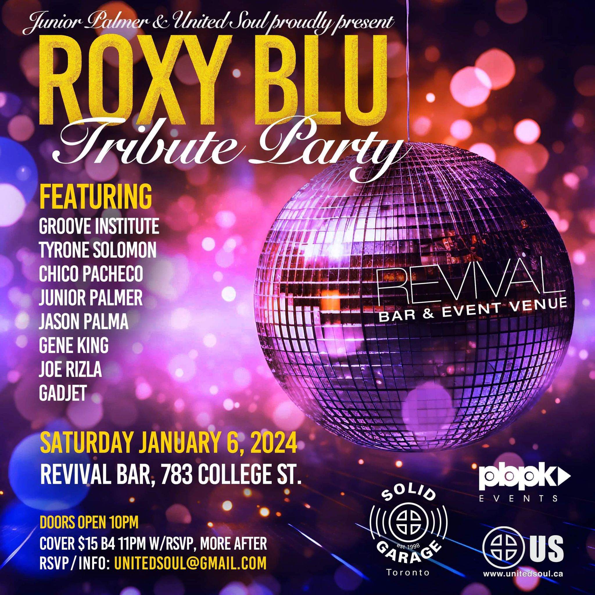 Roxy Blu Tribute Party 2024 - フライヤー表