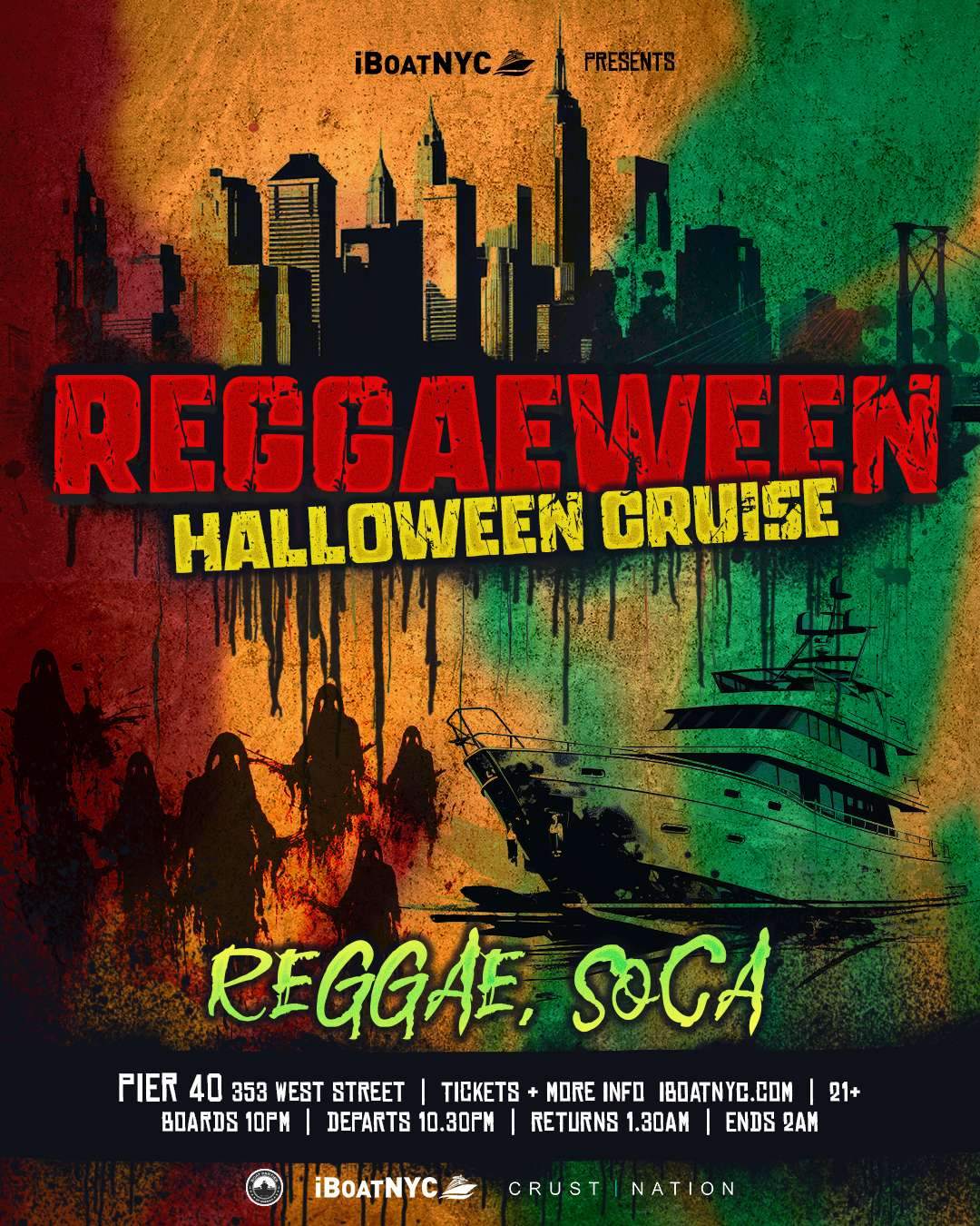 REGGAEWEEN Halloween Party - Reggae & Soca Costume Yacht Cruise NYC - フライヤー表