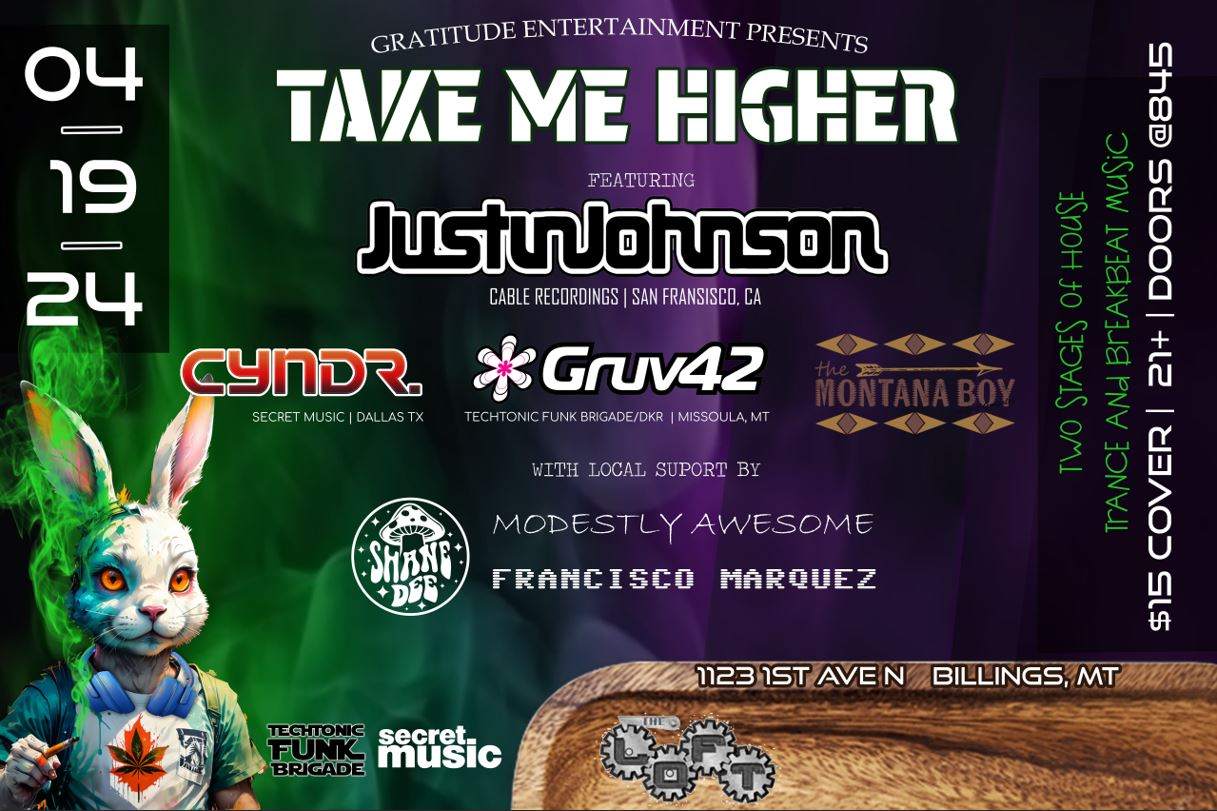Gratitude Entertainment presents - Take Me Higher feat. DJ Justin Johnson - フライヤー表