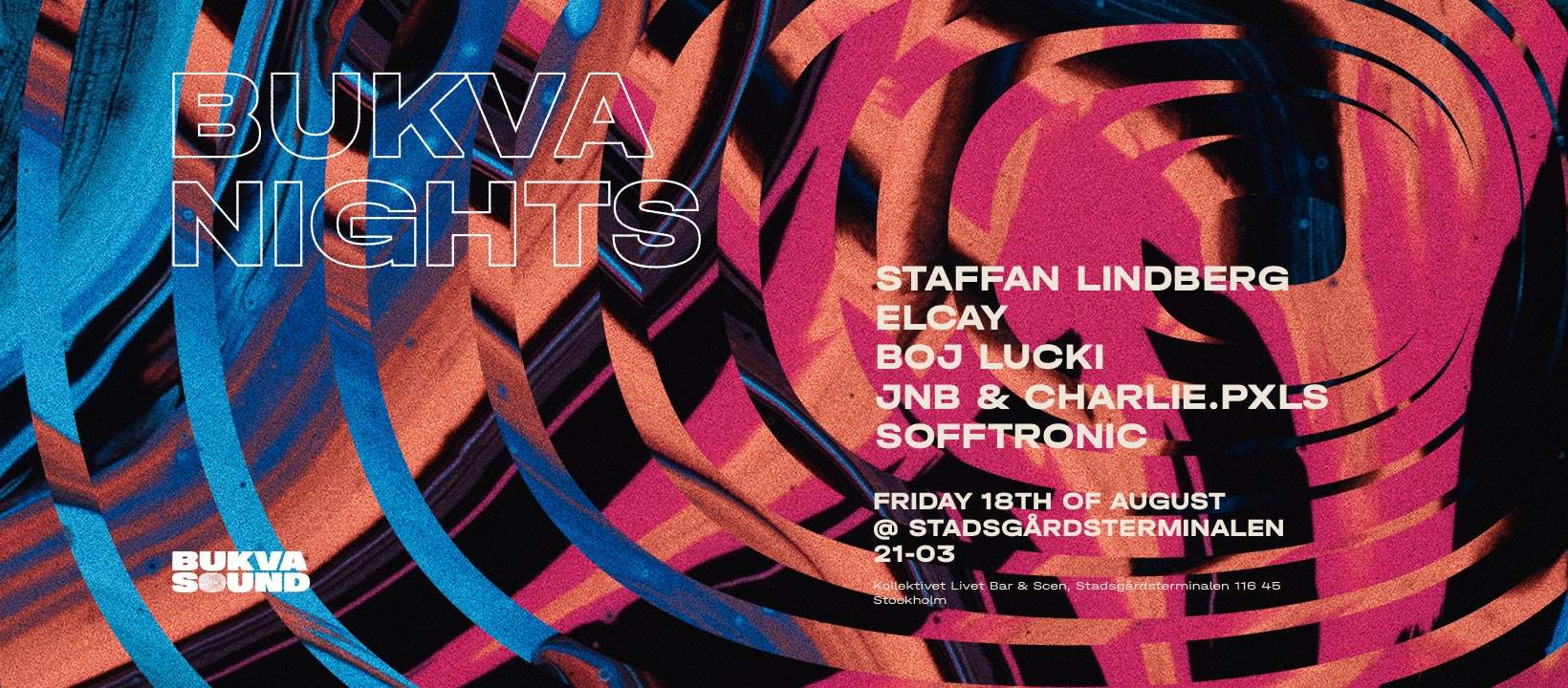 BUKVA NIGHTS — Staffan Lindberg, Elcay, Boj Lucki, JNB & charlie.pxls, Sofftronic - フライヤー表
