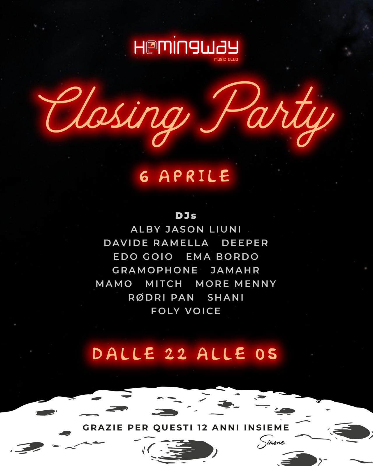 Closing Party - Hemingway Music Club - Página frontal