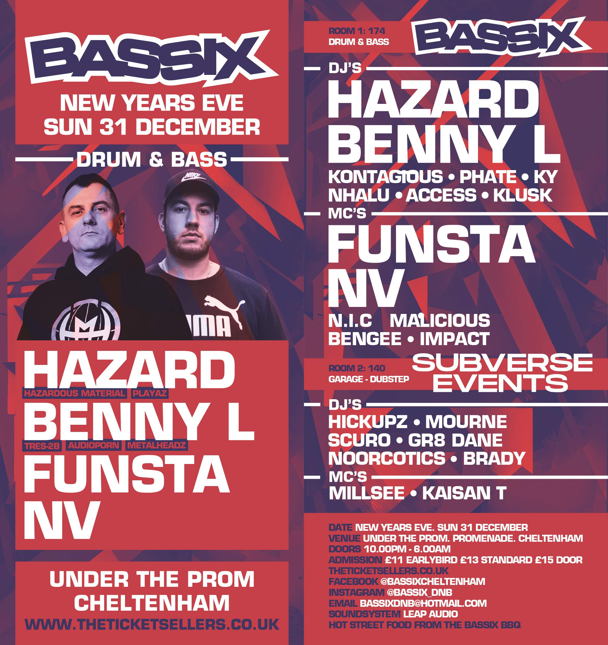 BASSIX DRUM & BASS - NEW YEAR'S EVE - HAZARD / Benny L / Funsta / NV - Página frontal