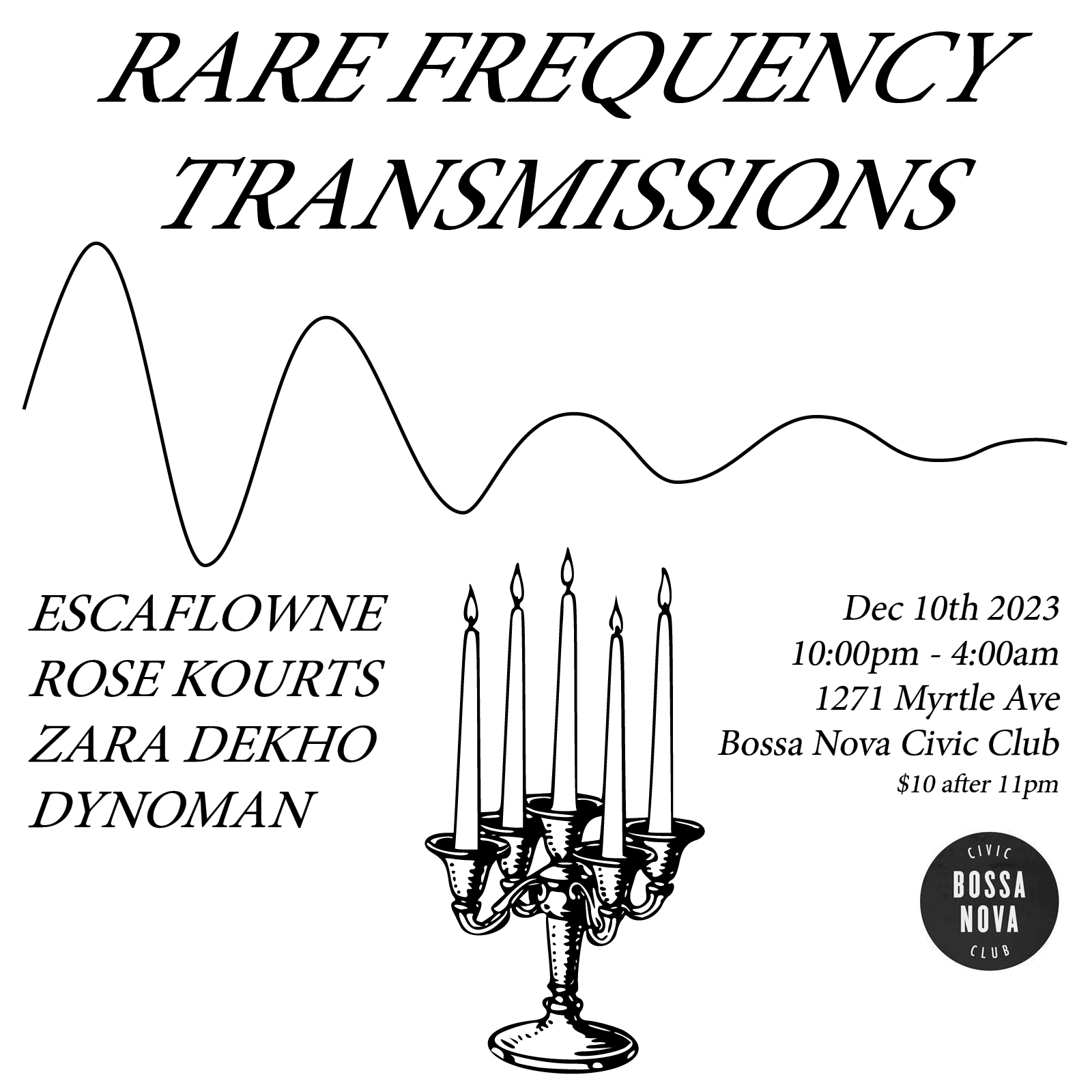 Rare Frequency Transmissions feat. Rose Kourts, EscaFlowne, Zara Dekho, Dynoman - フライヤー表
