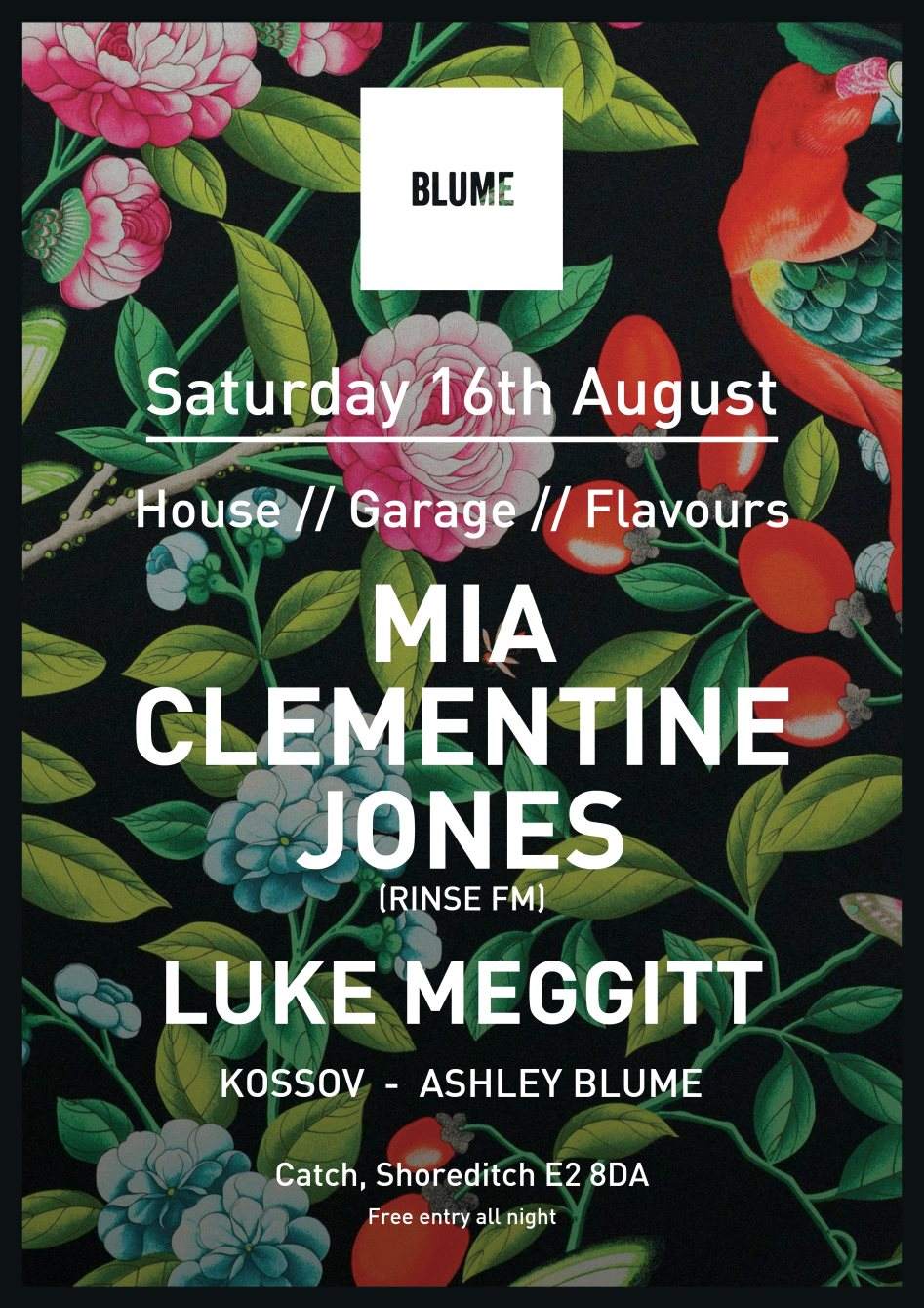 Blume presents Mia Clementine Jones & Friends Free Party - Página frontal