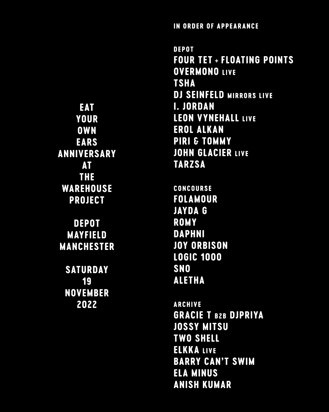WHP22 /// EAT YOUR OWN EARS ANNIVERSARY - FOUR TET - Página frontal