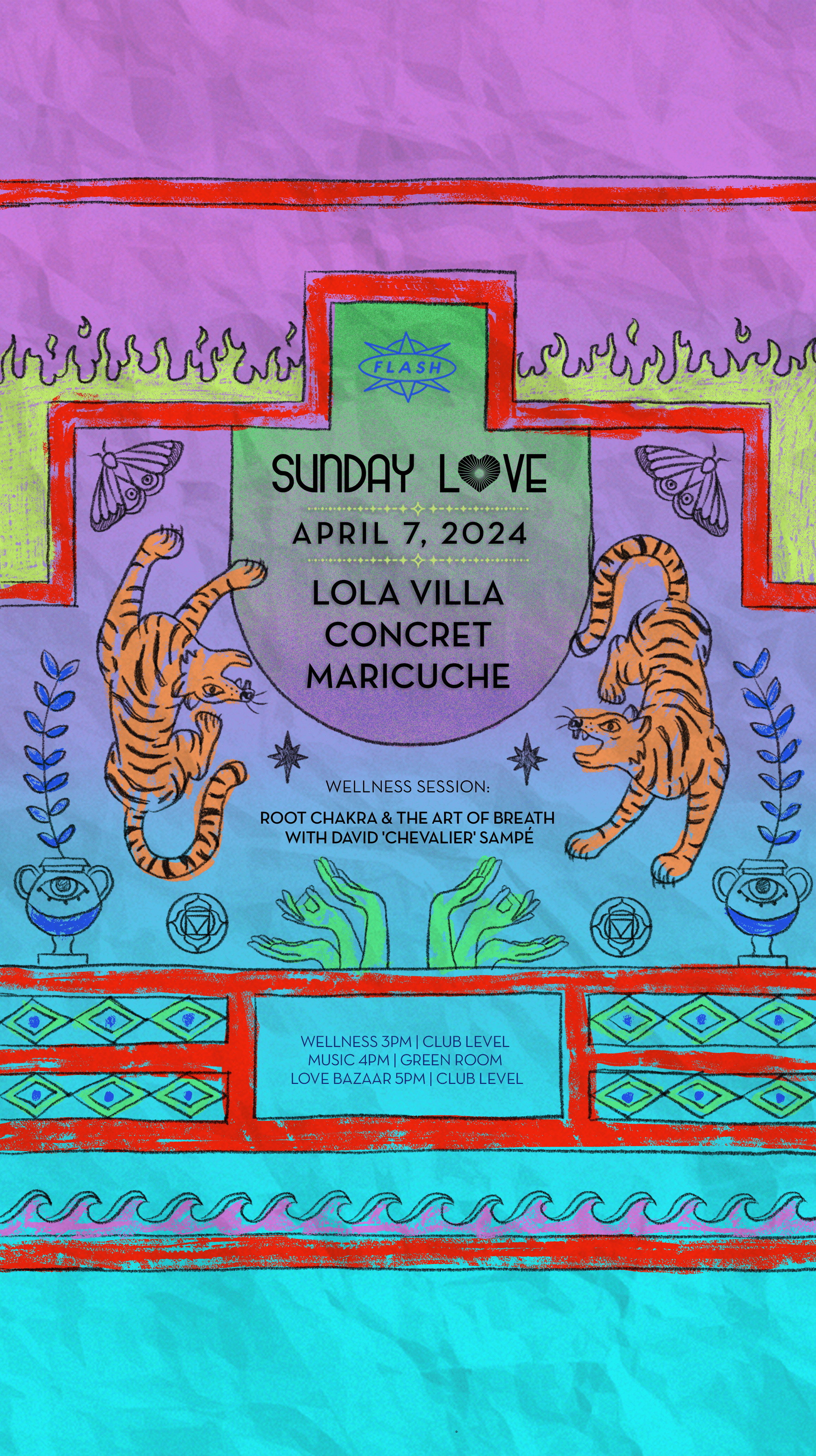 Sunday Love: Lola Villa - Concret - Maricuche - フライヤー表