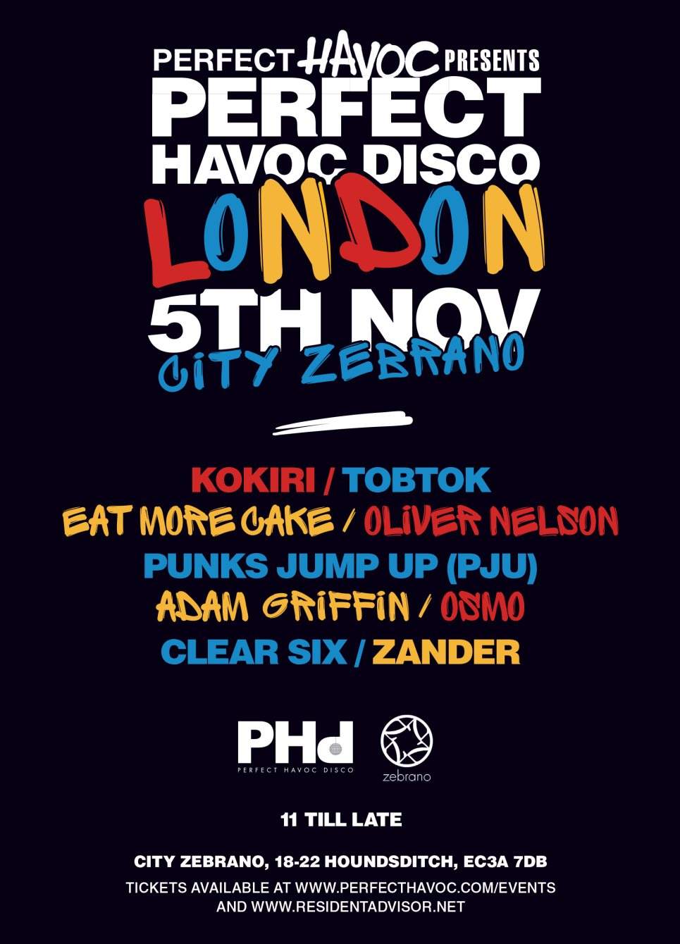 Perfect Havoc Disco: London - Kokiri, Eat More Cake, Tobtok, Oliver Nelson, Punks Jump Up - Página frontal