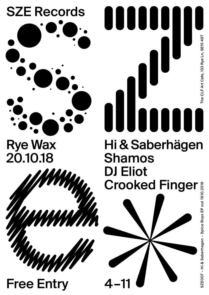 SZE with Hi & Saberhägen, Shamos, DJ Eliot, Crooked Finger - Página frontal