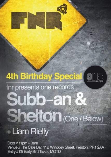 For No Reason 4th Birthday. One Records Party with Subb-An & Shelton - Página frontal