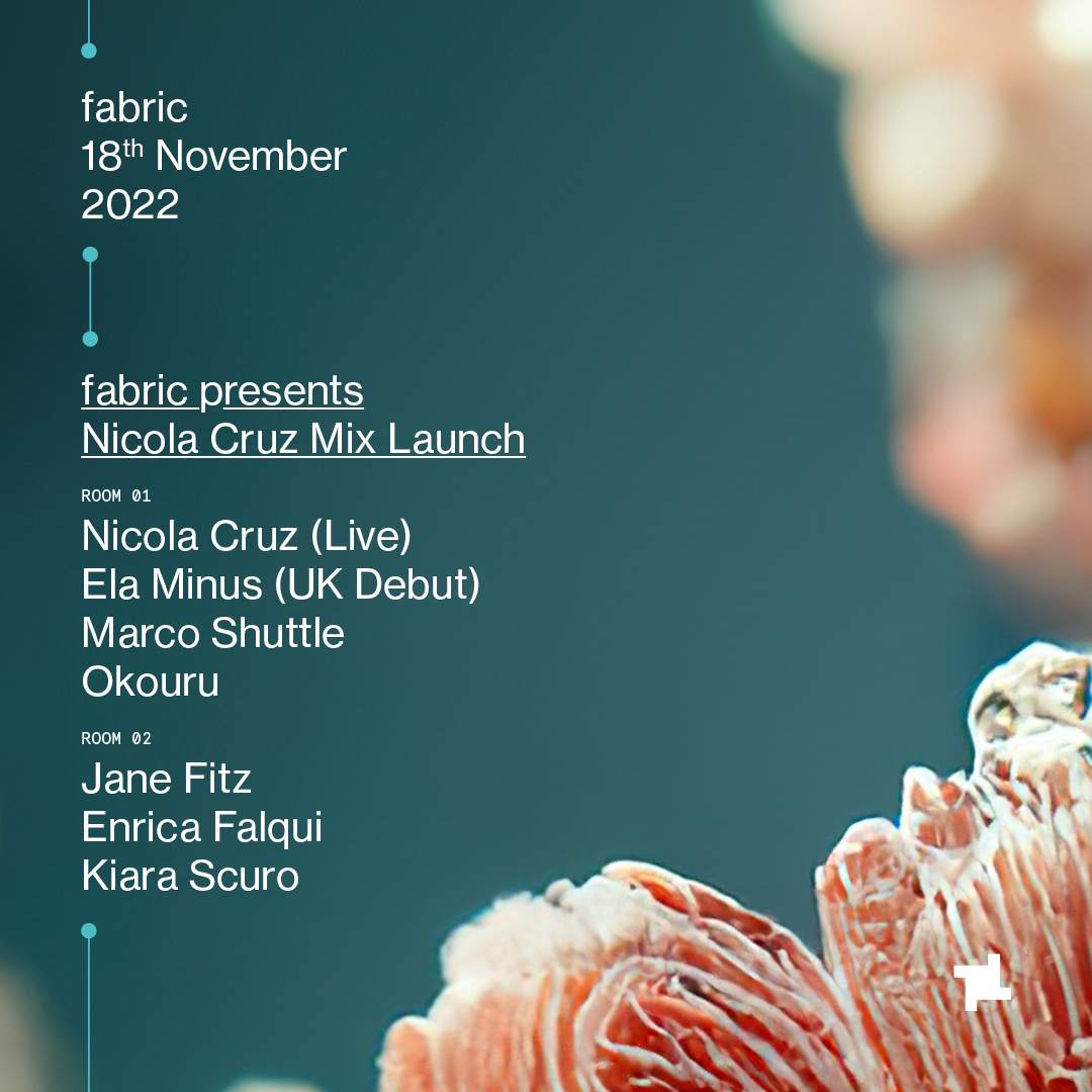 fabric: Nicola Cruz, Jane Fitz, Marco Shuttle, Ela Minus, Enrica Falqui, Okouru, Kiara Scuro - Flyer front