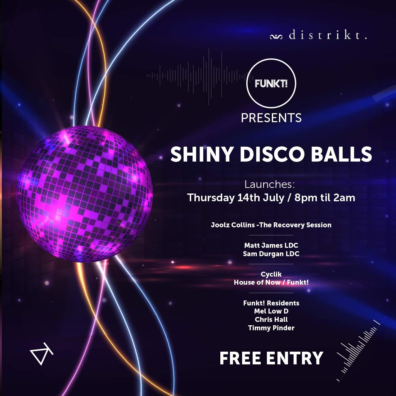 Shiny Disco Balls at Distrikt Bar Leeds - フライヤー表