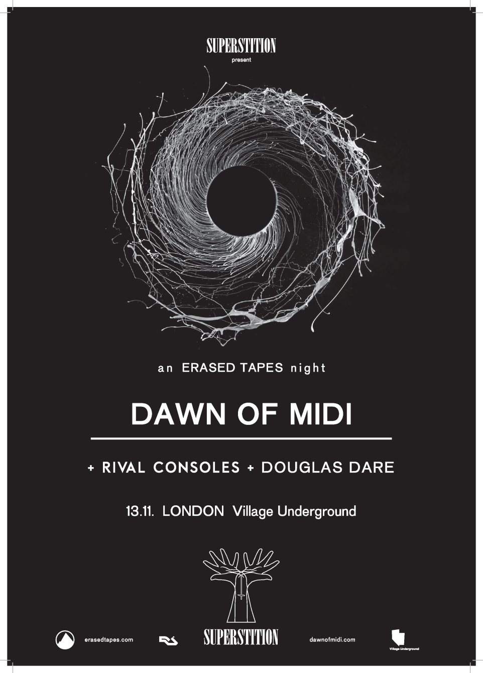 Superstition // Erased Tapes Dawn Of Midi, Rival Consoles & Douglas Dare - Página frontal