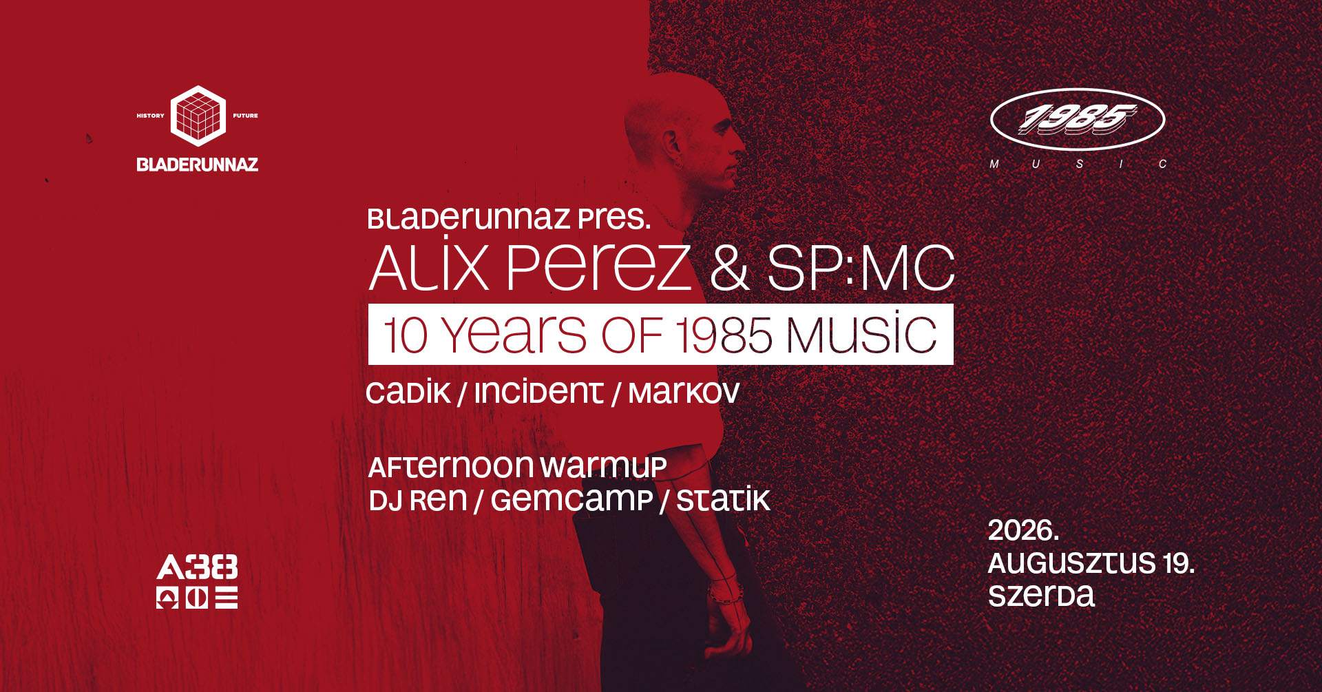 10 YEARS OF 1985 MUSIC: Alix Perez & SP:MC at A38, Budapest