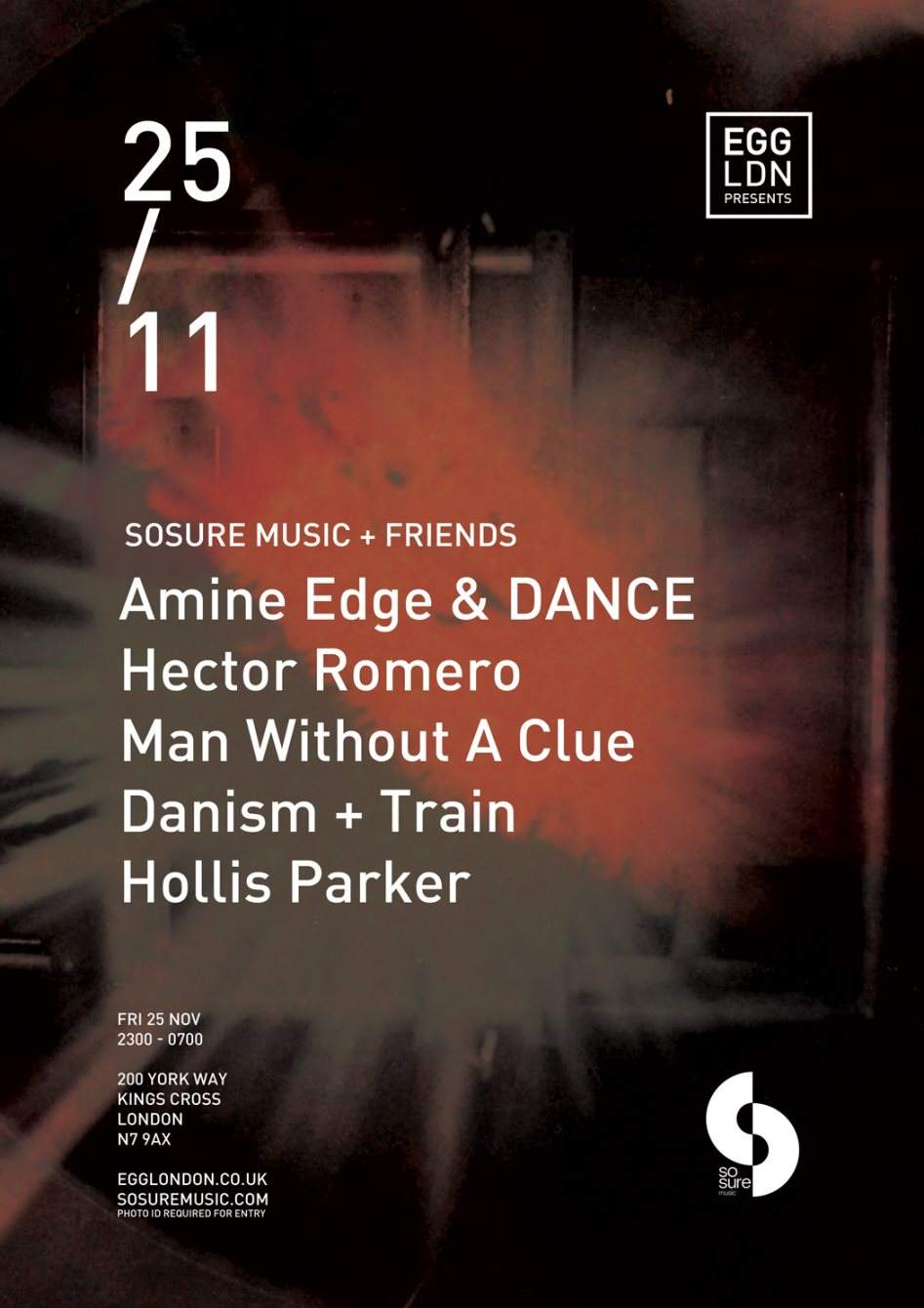 Egg presents: Sosure Music with Amine Edge & Dance, Hector Romero, Man Without A Clue - フライヤー表