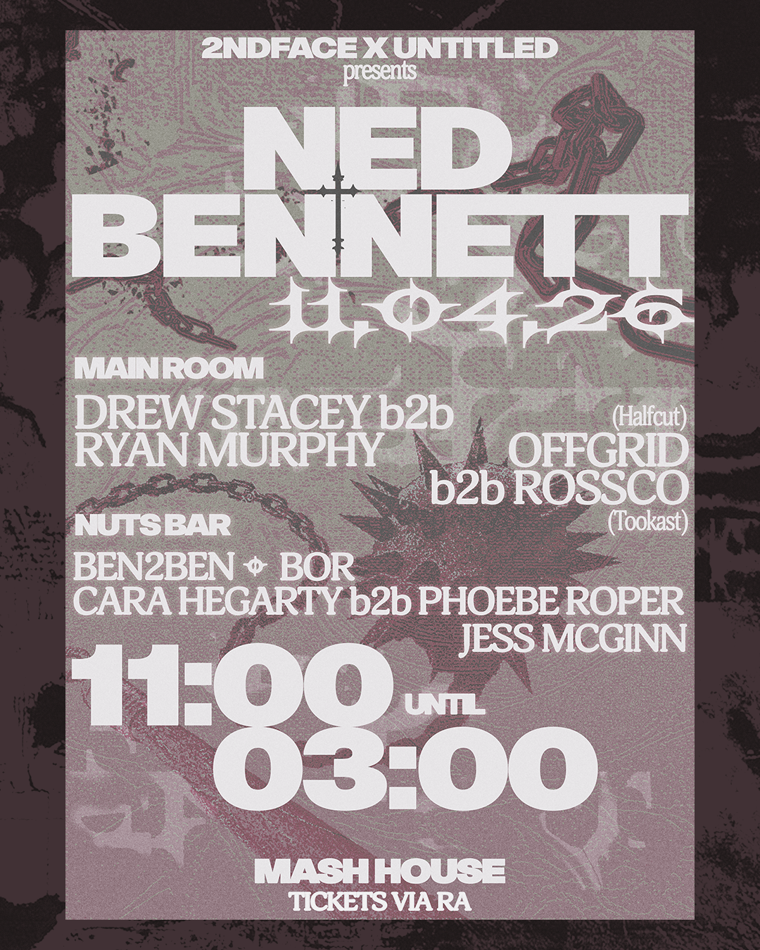 UNTITLED X 2ND FACE PRESENTS: NED BENNETT at The Mash House, Edinburgh