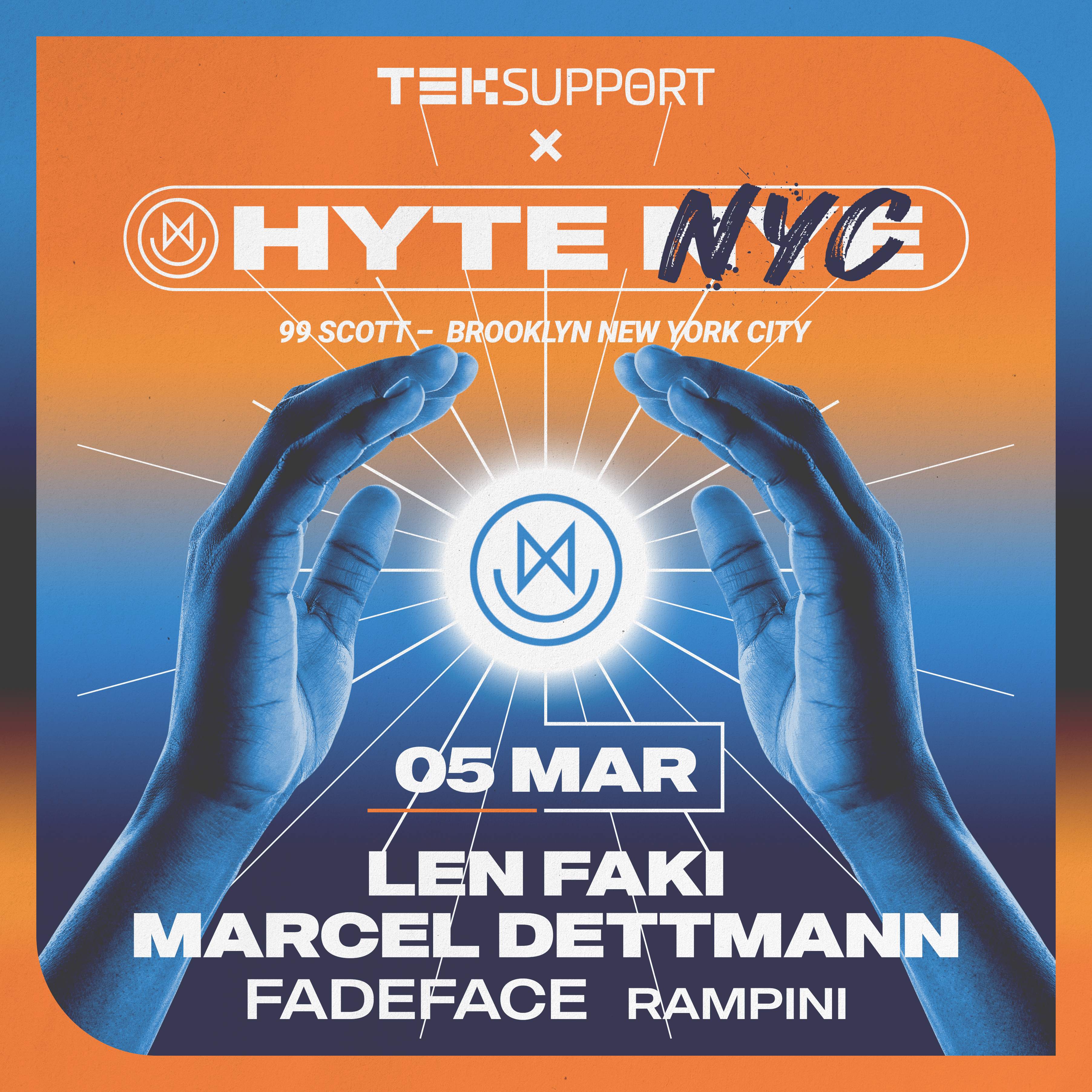 Teksupport x HYTE NYC: Len Faki, Marcel Dettmann & FadeFace - フライヤー裏