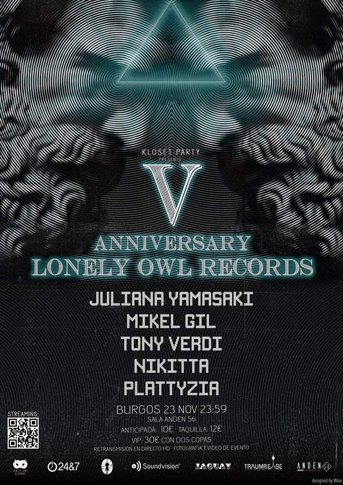 V Anniversary Lonely Owl Records - フライヤー表
