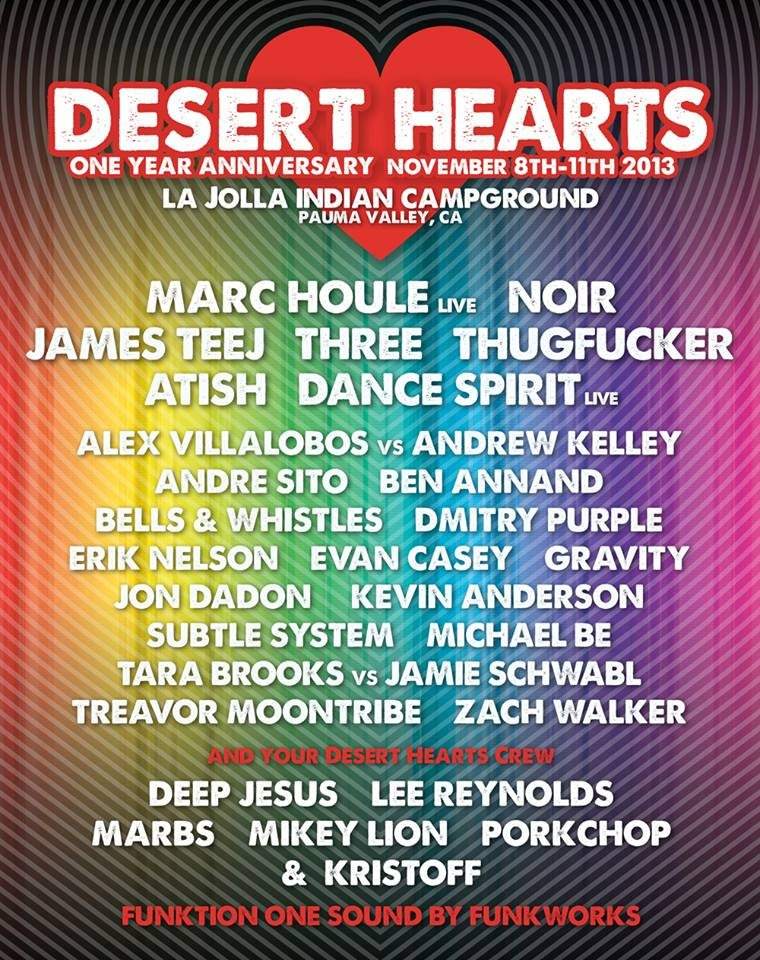 Desert Hearts One Year Anniversary with Marc Houle, Noir, James Teej, Thugfucker, DJ Three - Página frontal