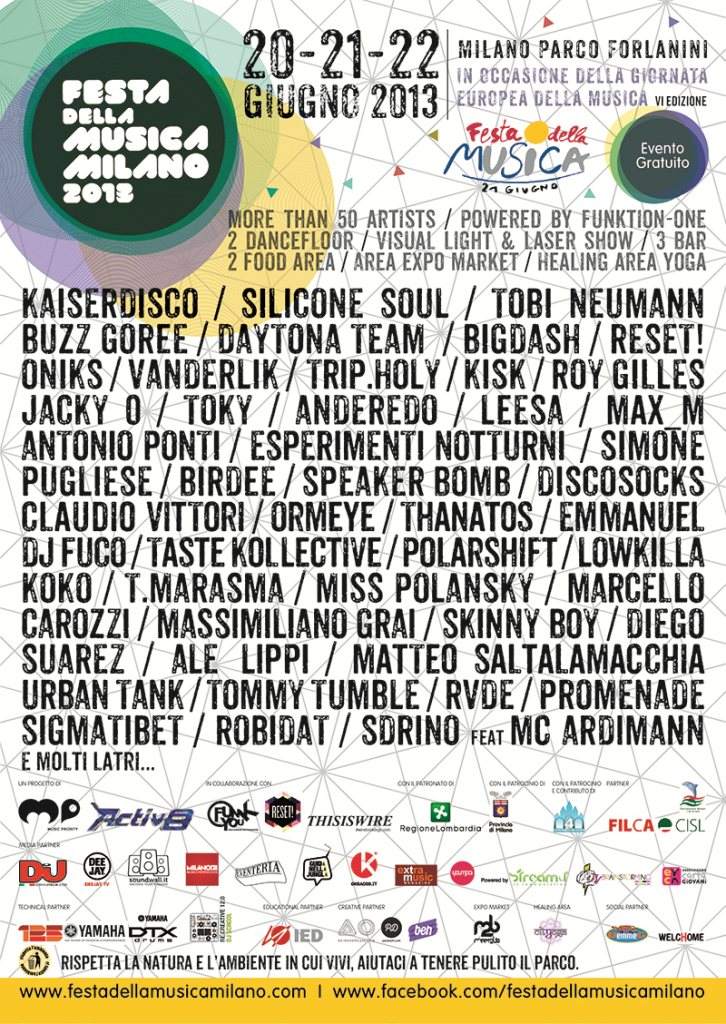 Festa Della Musica Milano 2013 - フライヤー裏