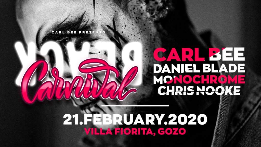 Carl Bee present Black Carnival I 21.2.20 I Villa Fiorita, Gozo - フライヤー表