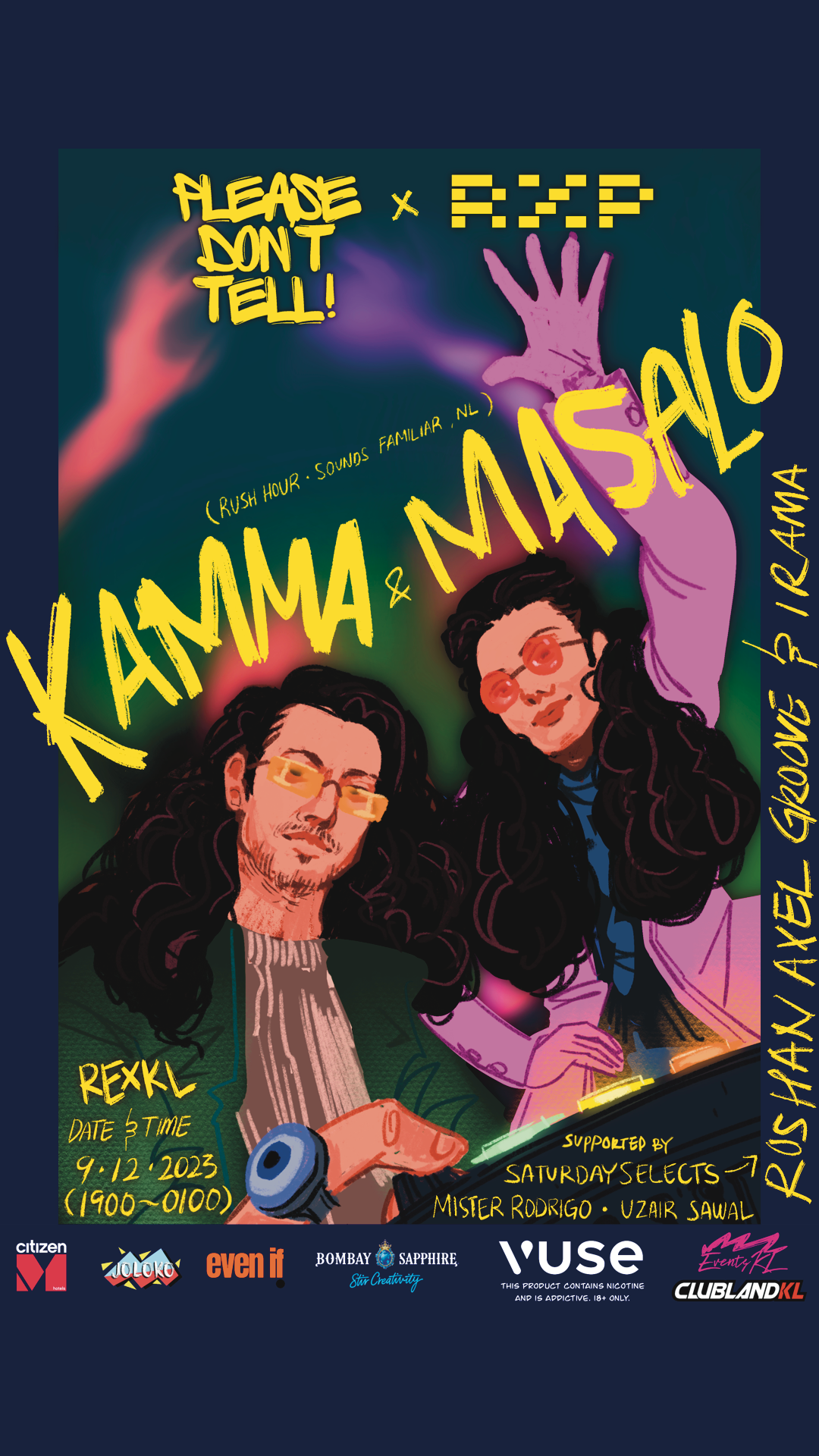 RXP x Please Don't Tell: Kamma & Masalo (Rush Hour, NL) - フライヤー表