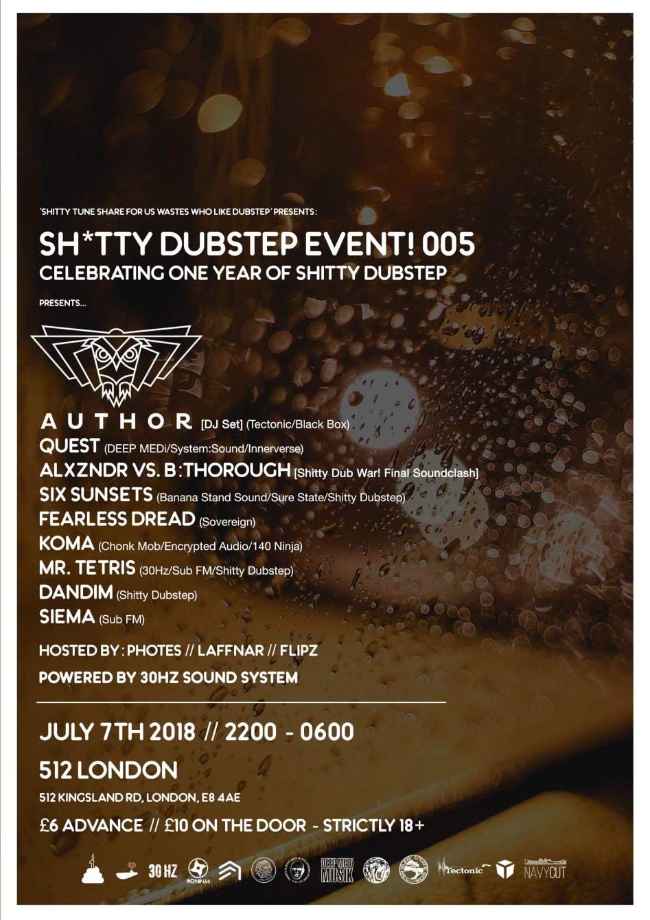 Shitty Dubstep Event! 005: Celebrating One Year of Shitty Dubstep - フライヤー表