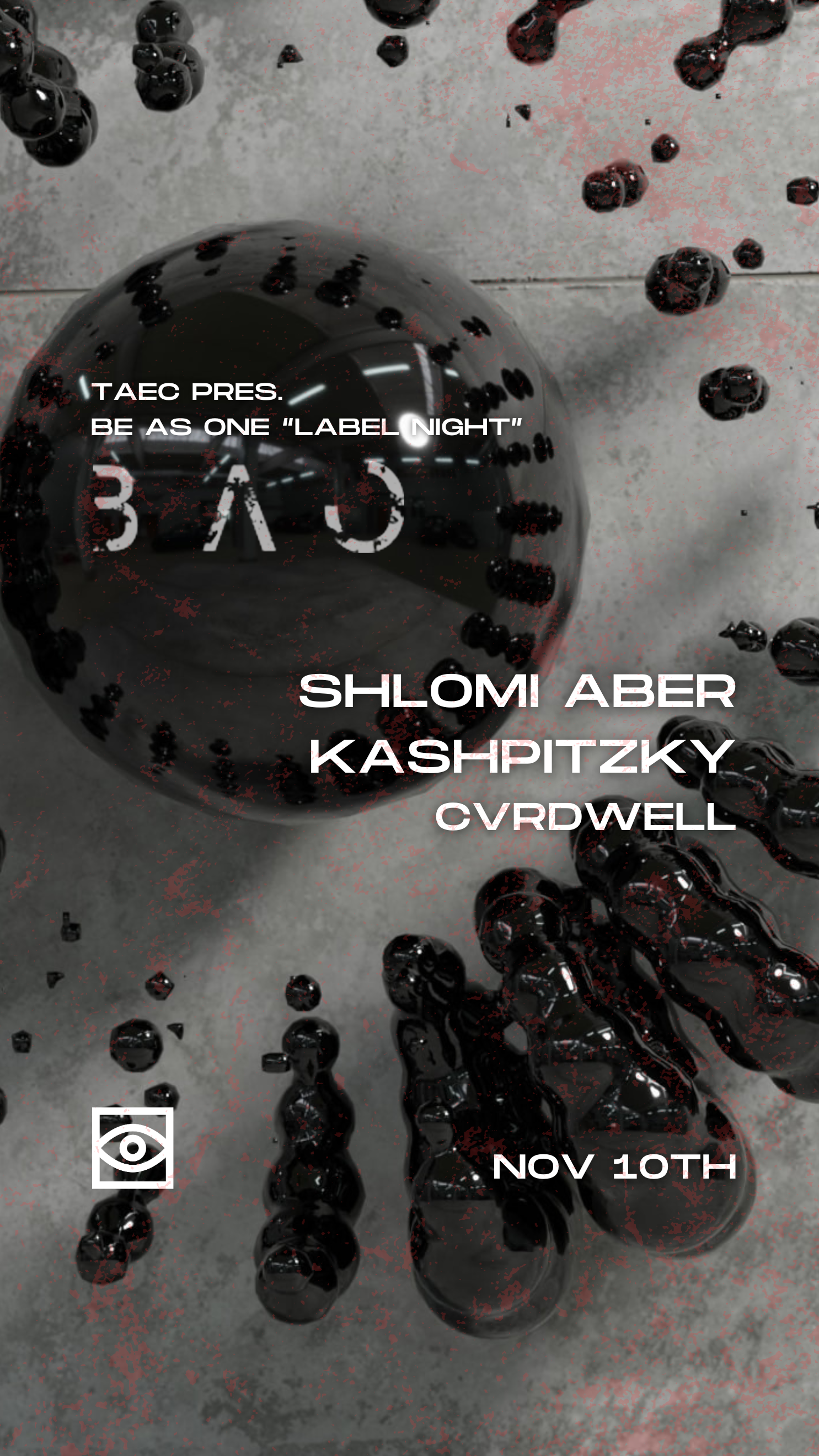 TAEC: BAO label night: Shlomi Aber, Kaspitzky, Cvrdwell - フライヤー表