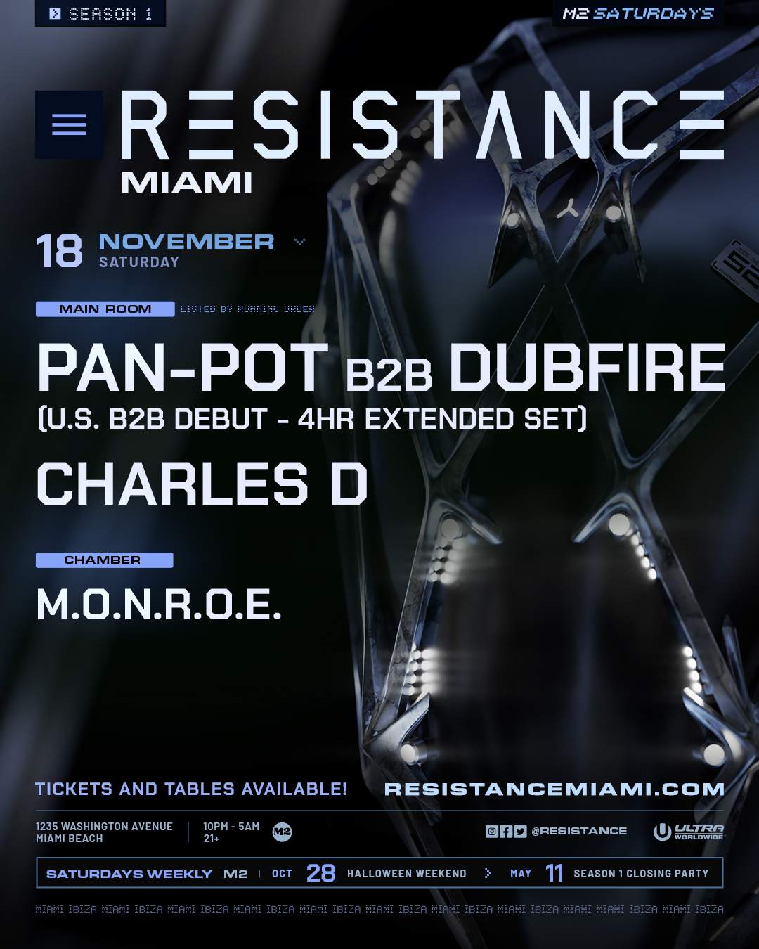 Resistance - Pan-Pot b2b Dubfire, Charles D, m.O.N.R.O.E - フライヤー表
