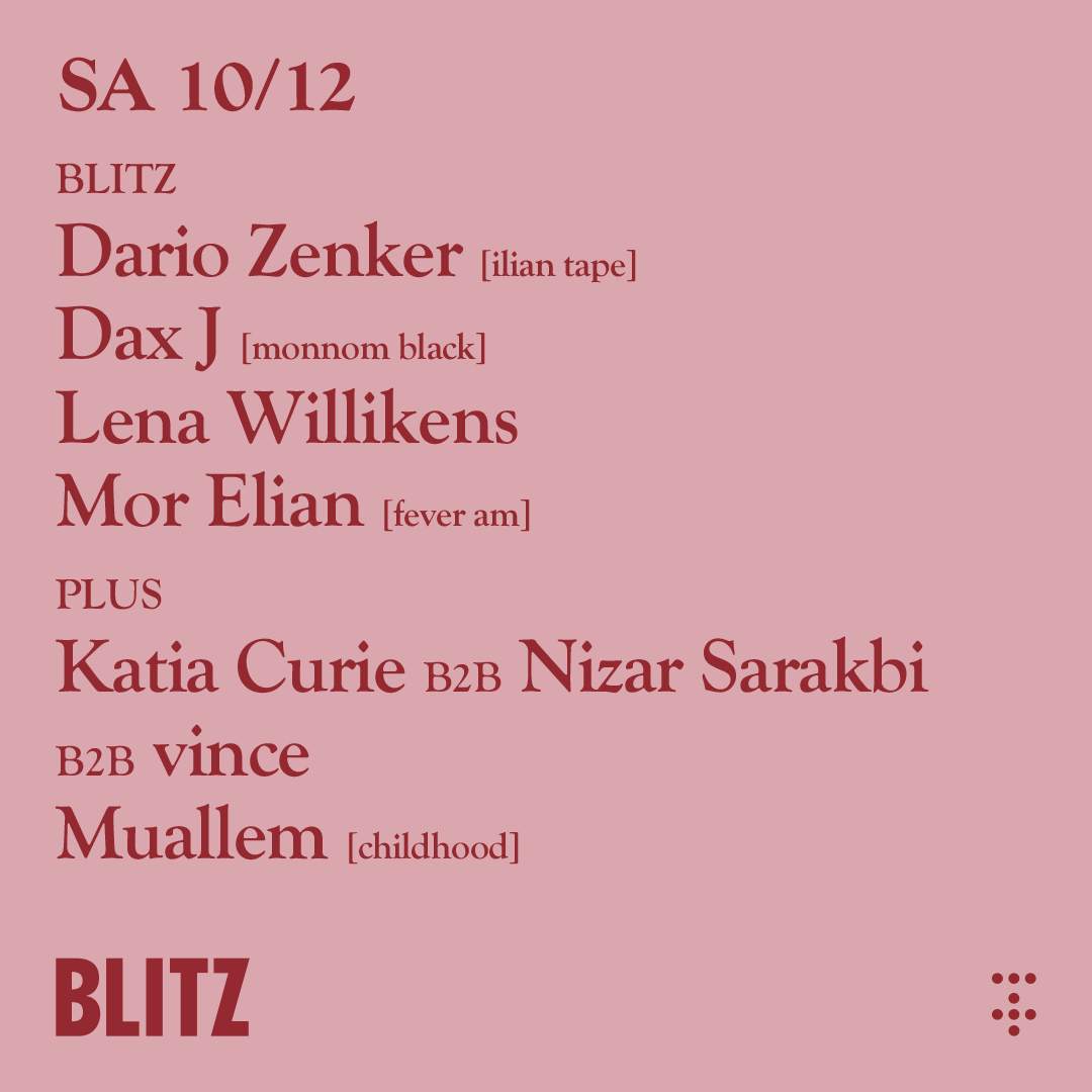 BLITZ with Dario Zenker, Dax J, Katia Kurieb2bNizarSb2bvince Lena Willikens, Mor Elian, Muallem - フライヤー裏
