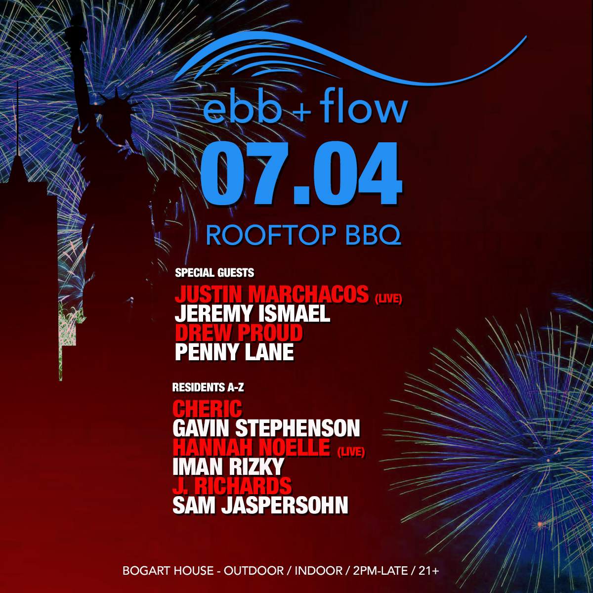 ebb + flow 4th of July Rooftop Party - フライヤー裏