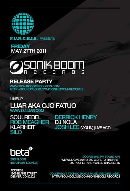 Zoologiko presents 'sonik Boom Release Party' In The Bpl - フライヤー表