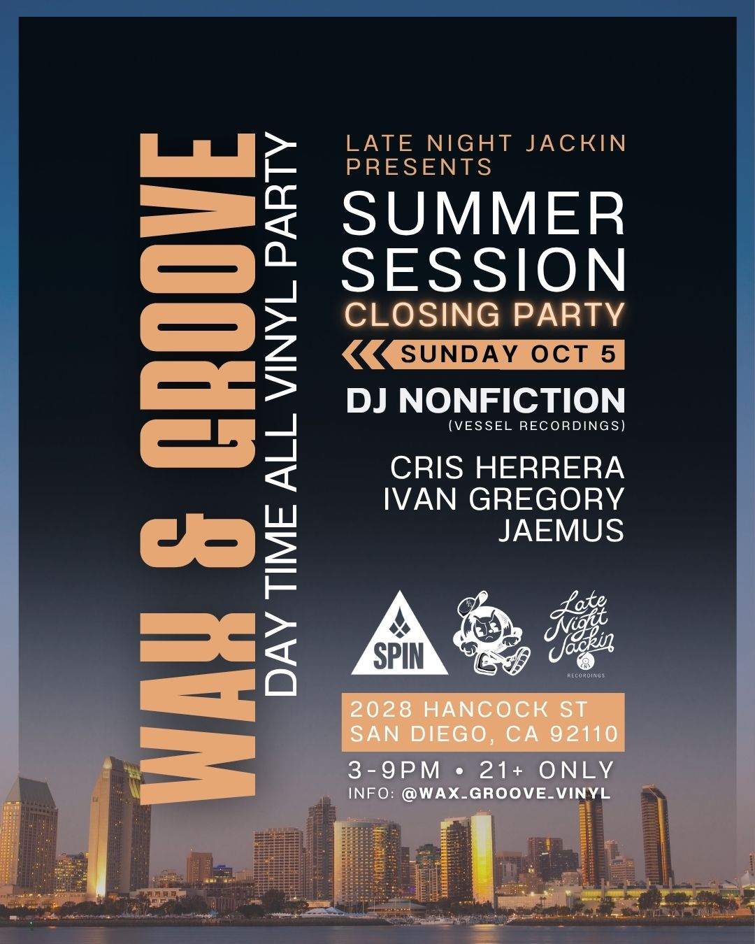 Wax & Groove (Summer Sessions Closing Party) with Dj