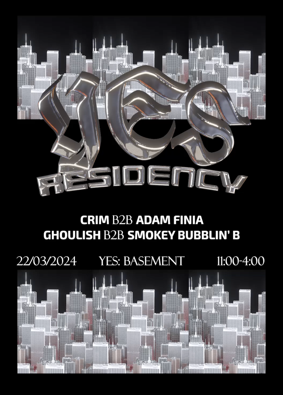 Ghoulish Yes Residency with Smokey Bubblin' B, Crim, Adam Finia - フライヤー表