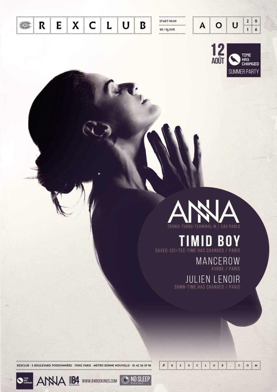 Time Has Changed Summer Party: Anna, Timid Boy, Mancerow, Julien Lenoir - フライヤー表