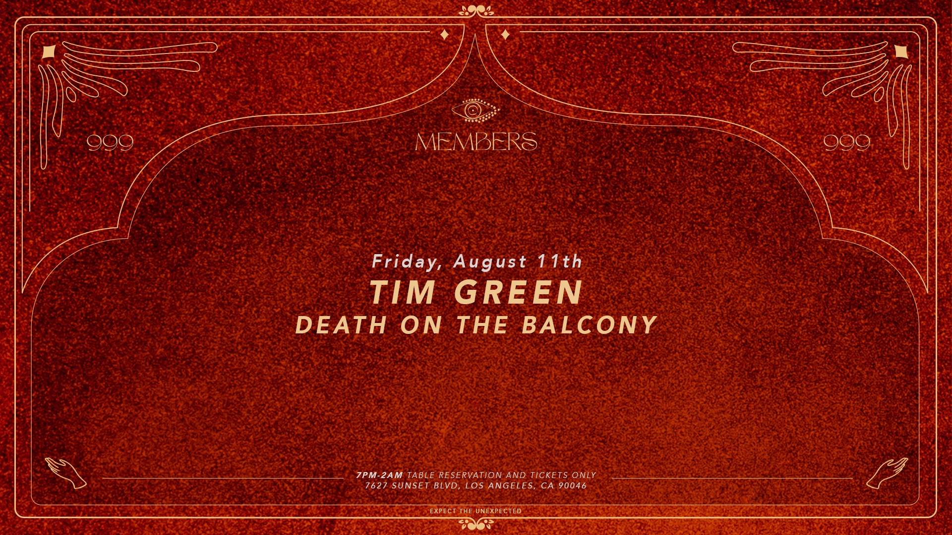 Tim Green & Death on the Balcony - フライヤー表